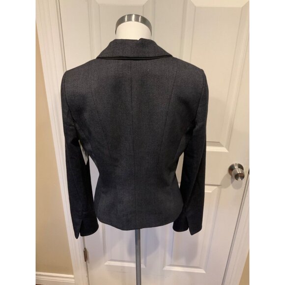 Tahari Navy Blue Micro Herringbone Patterned Blazer, Size 10 - Picture 4 of 5